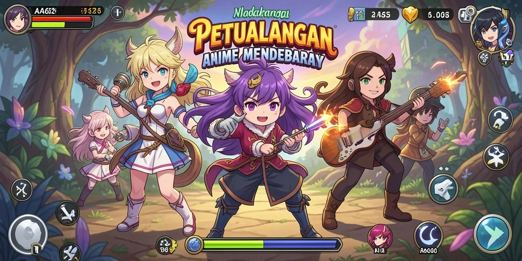 Screenshot gameplay AA62 menampilkan pertarungan karakter Anime yang seru.
