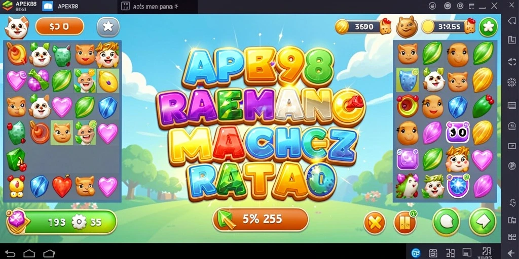 Tampilan gameplay seru APEK88 dengan elemen match-3 yang menyenangkan.