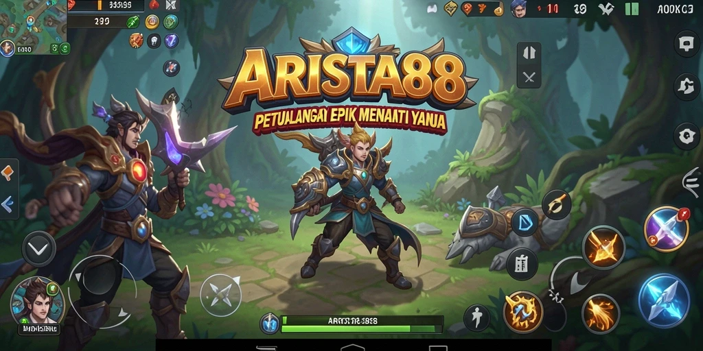 Tangkapan layar utama ARISTA88 menampilkan aksi seru dalam petualangan yang menantang.
