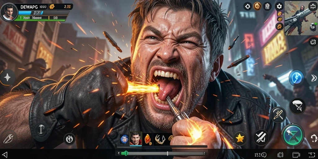 Tampilan gameplay DEWAPG yang menegangkan dengan aksi seru.