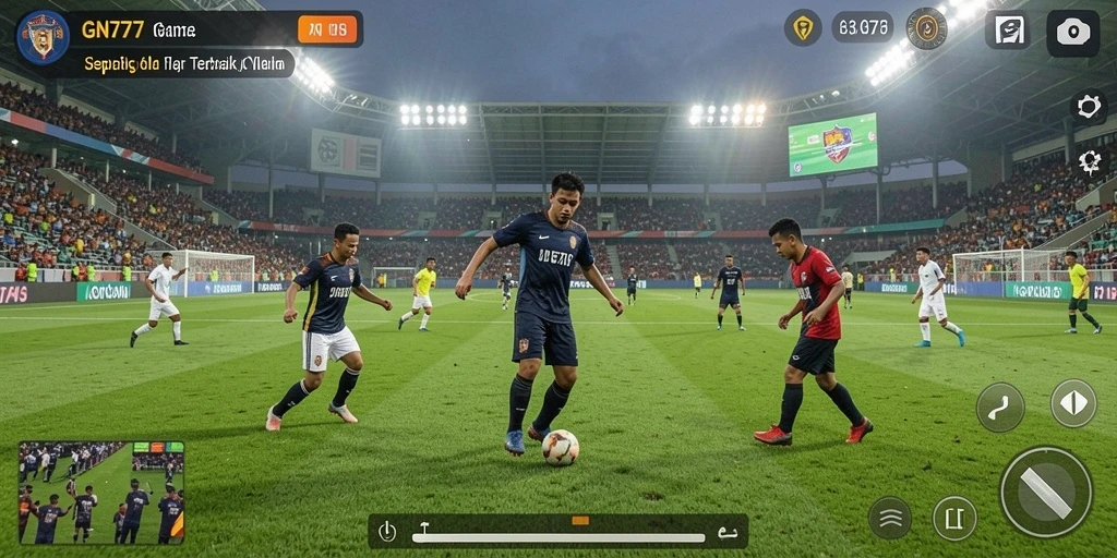 Screenshot gameplay GN777 yang menampilkan aksi sepak bola yang seru.