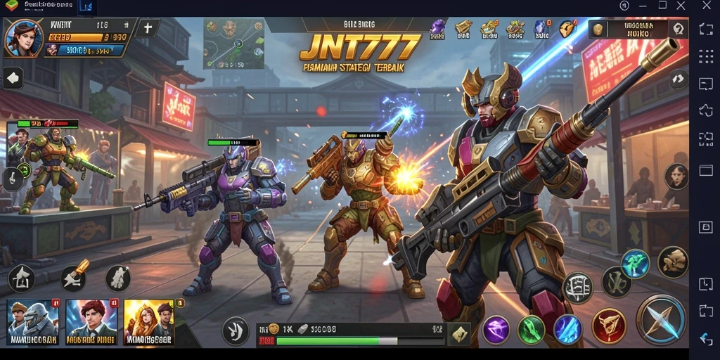 Screenshot gameplay JNT777 menampilkan pertempuran yang intens dan strategi mendalam.