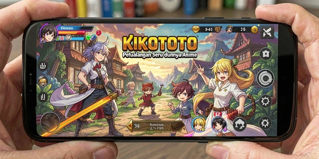 Screenshot KIKOTOTO menampilkan aksi seru karakter anime dalam petualangan.