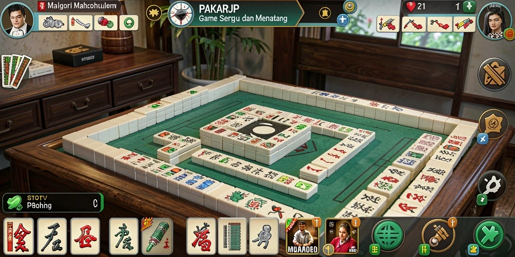 Screenshot PAKARJP menunjukkan tampilan menakjubkan dari gameplay Mahjong.