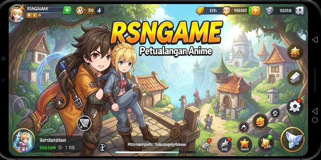 Tangkapan layar gameplay RSNGAME dengan karakter Anime yang dinamis.