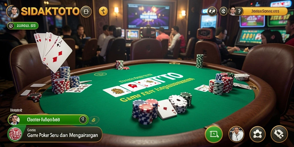 Tangkapan layar gameplay SIDAKTOTO menunjukkan aksi poker yang mendebarkan.