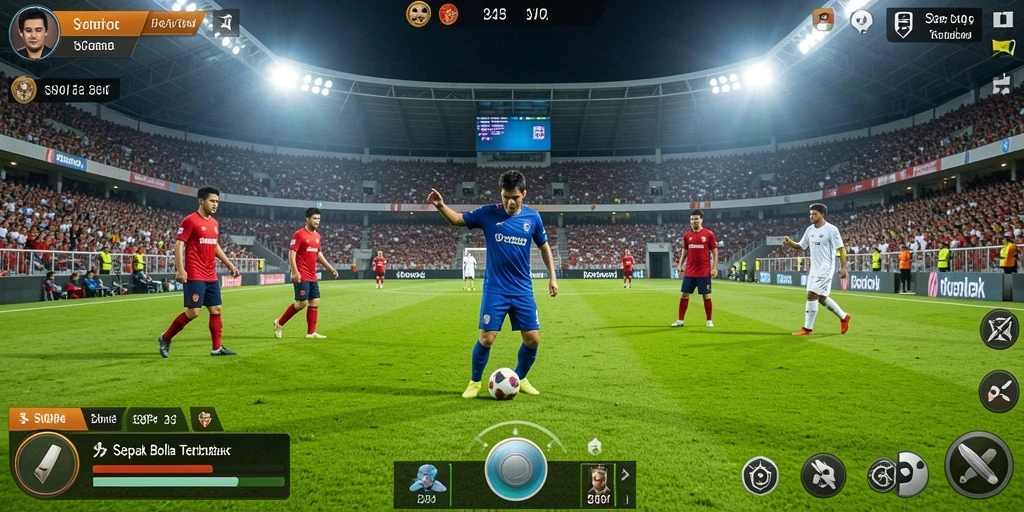 Tampilan gameplay mendebarkan di SVIP4 dengan aksi sepak bola nyata.